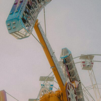 A thrilling amusement park ride captures the excitement of a fun-filled day.