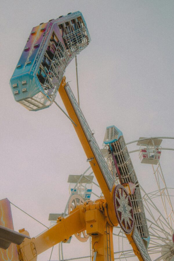 A thrilling amusement park ride captures the excitement of a fun-filled day.