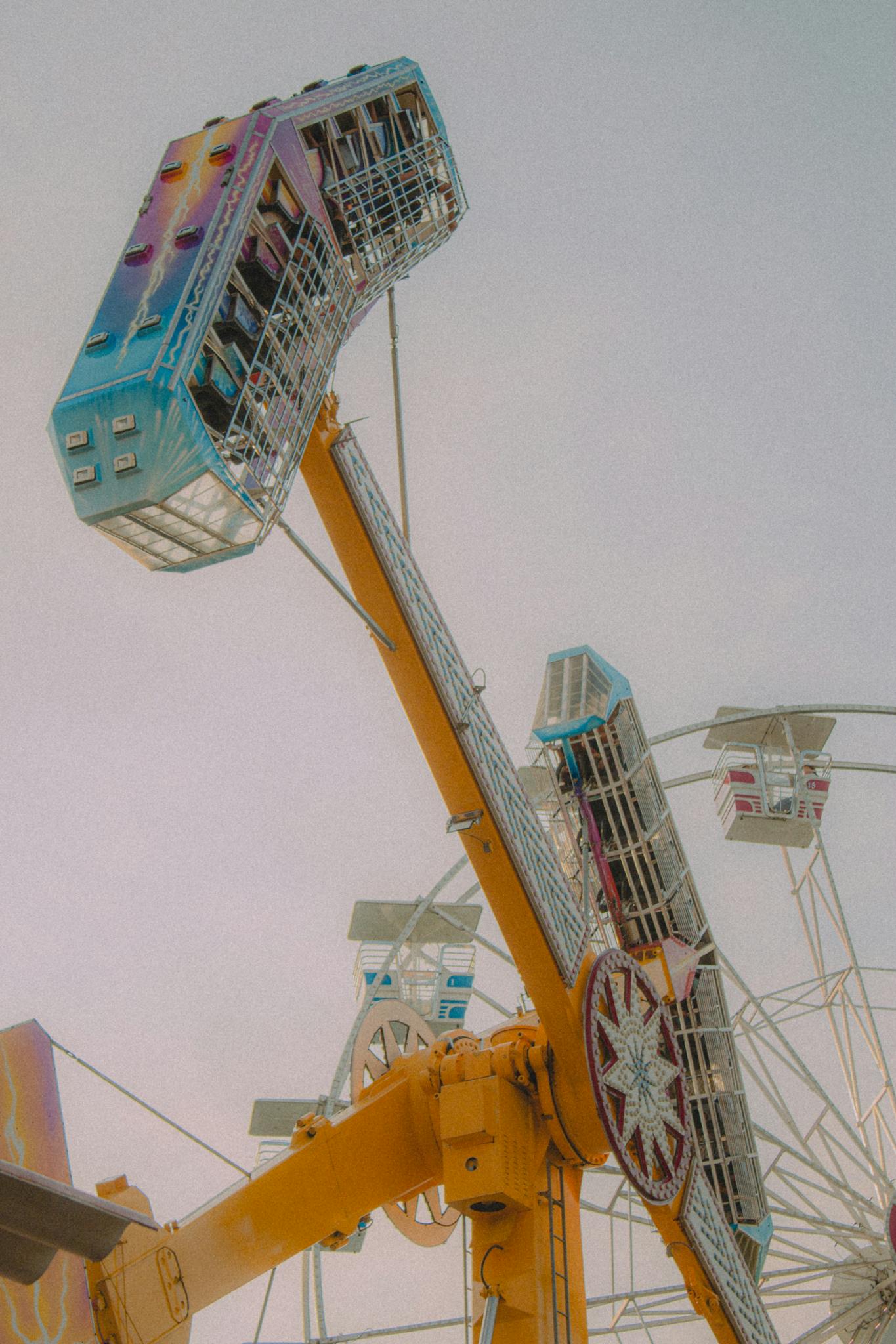 A thrilling amusement park ride captures the excitement of a fun-filled day.